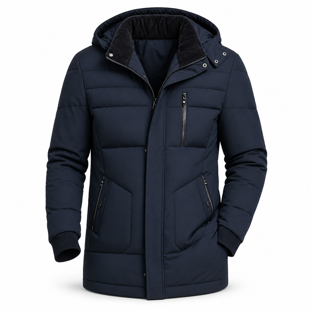 Manteau d'hiver pour homme doublé polaire avec capuche amovible