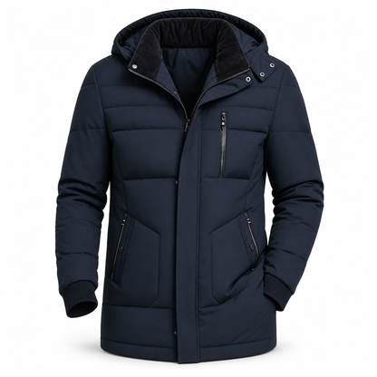 Manteau d'hiver pour homme doublé polaire avec capuche amovible