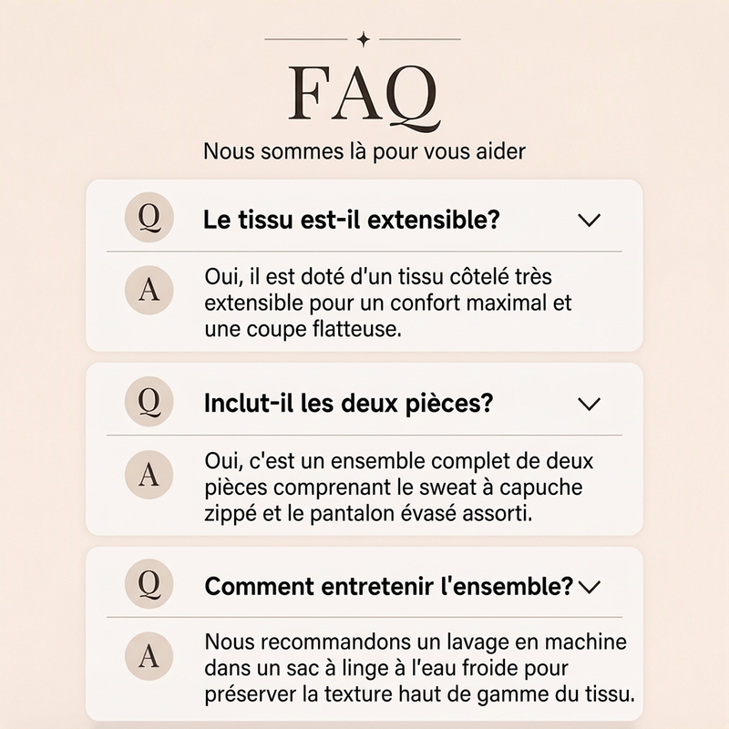 Ensemble veste à capuche zippée côtelée et pantalon évasé pour femme