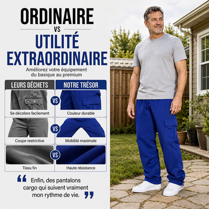 Pantalon cargo décontracté à cordon de serrage pour homme