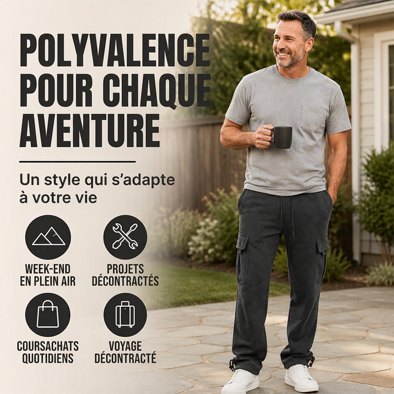 Pantalon cargo décontracté à cordon de serrage pour homme