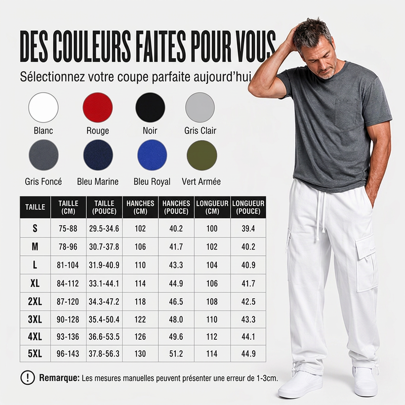 Pantalon cargo décontracté à cordon de serrage pour homme