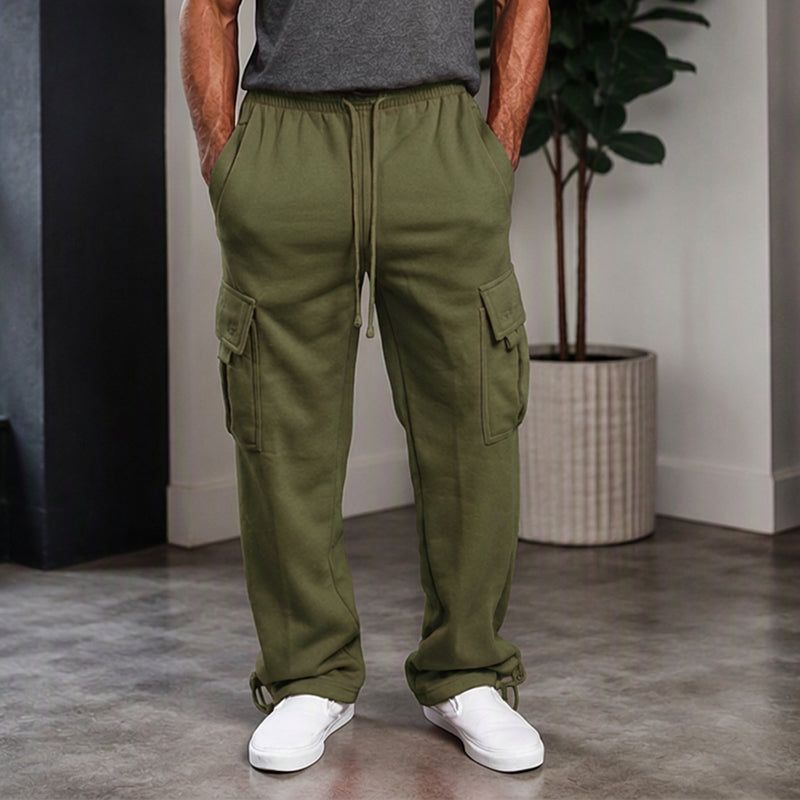 Pantalon cargo décontracté à cordon de serrage pour homme