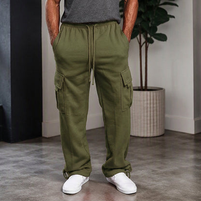 Pantalon cargo décontracté à cordon de serrage pour homme