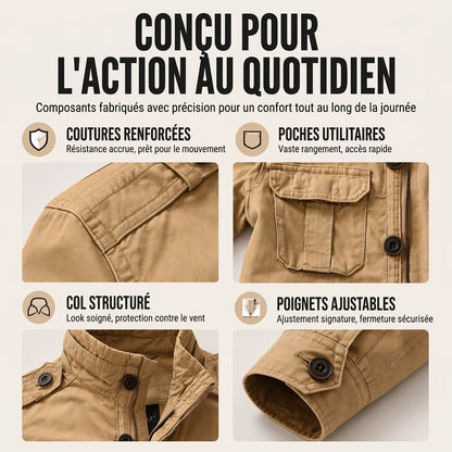 Veste militaire à col montant pour homme, camouflage