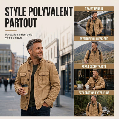 Veste militaire à col montant pour homme, camouflage