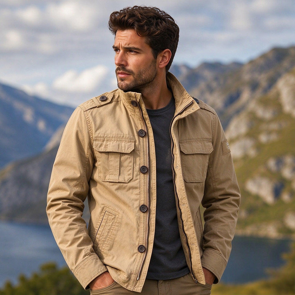 Veste militaire à col montant pour homme, camouflage