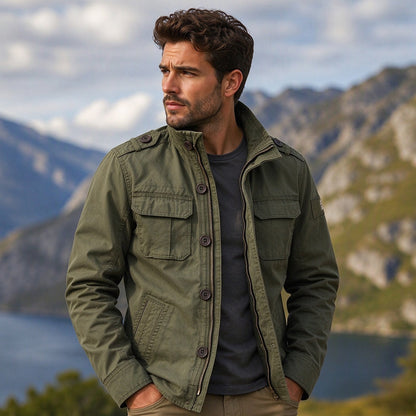 Veste militaire à col montant pour homme, camouflage