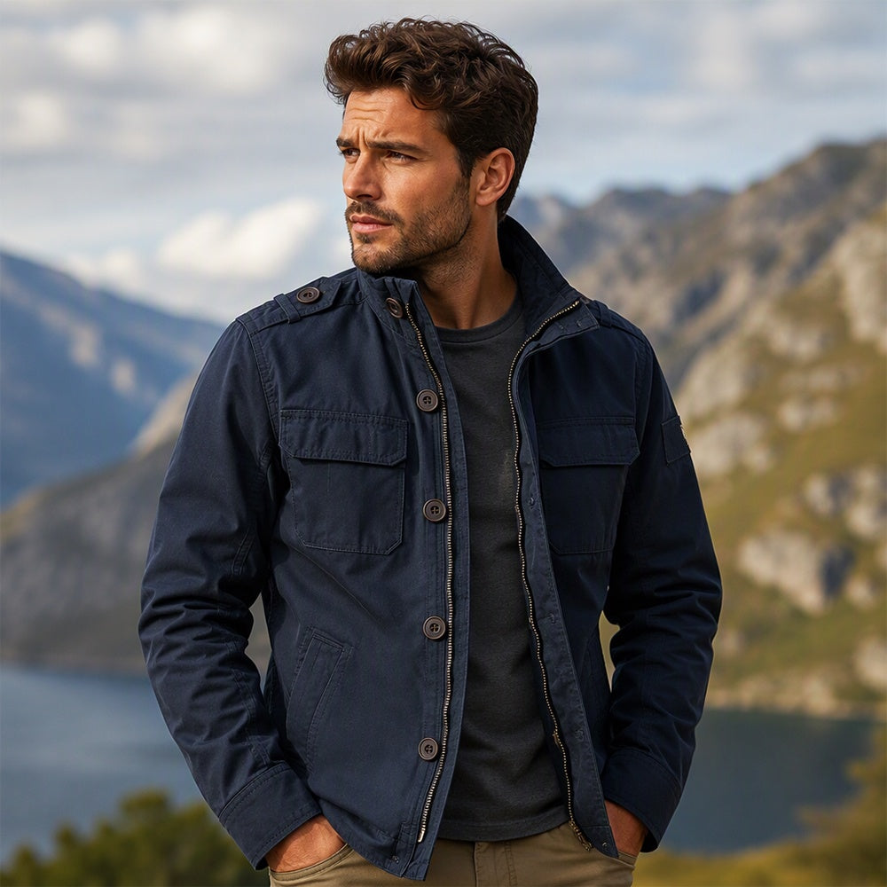 Veste militaire à col montant pour homme, camouflage