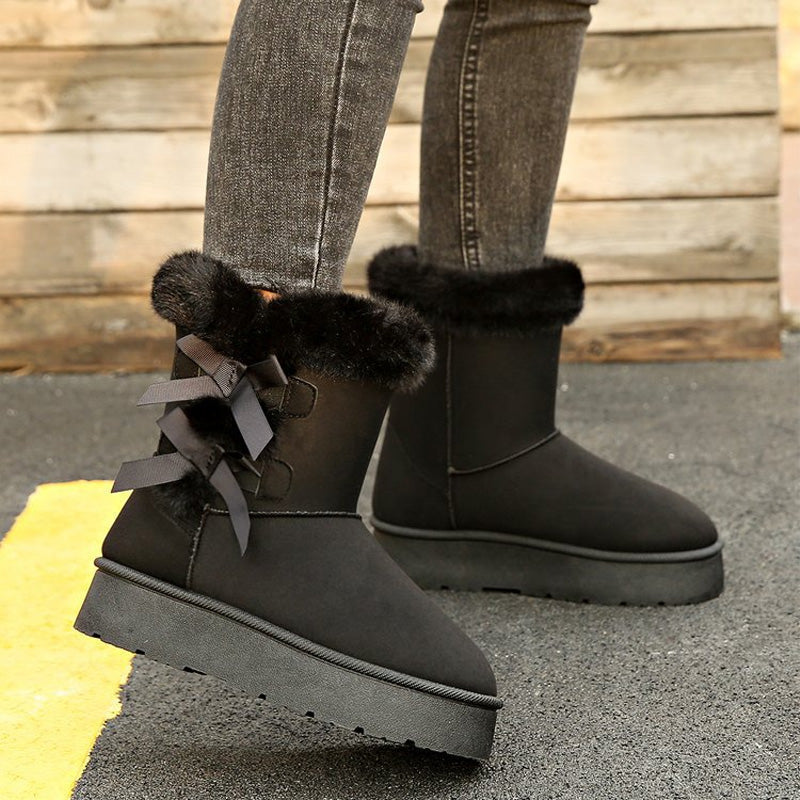 📢📢50 % DE RÉDUCTION !! ⏰& Livraison gratuite✈️Bottes de Neige Classiques à Doublure en Peluche avec Nœud et Plateforme pour Femmes