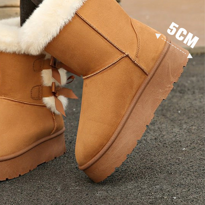 📢📢50 % DE RÉDUCTION !! ⏰& Livraison gratuite✈️Bottes de Neige Classiques à Doublure en Peluche avec Nœud et Plateforme pour Femmes