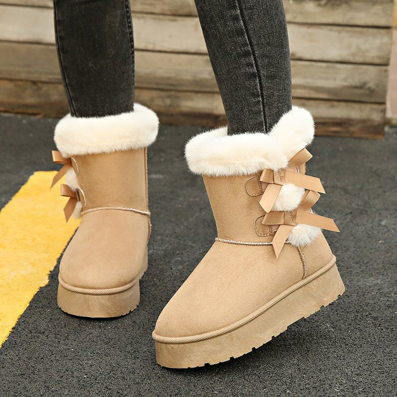 📢📢50 % DE RÉDUCTION !! ⏰& Livraison gratuite✈️Bottes de Neige Classiques à Doublure en Peluche avec Nœud et Plateforme pour Femmes
