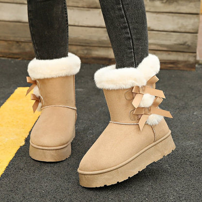 📢📢50 % DE RÉDUCTION !! ⏰& Livraison gratuite✈️Bottes de Neige Classiques à Doublure en Peluche avec Nœud et Plateforme pour Femmes
