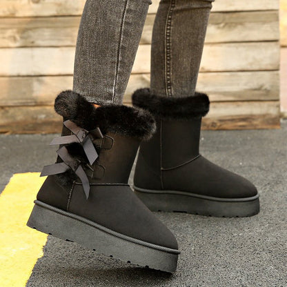 📢📢50 % DE RÉDUCTION !! ⏰& Livraison gratuite✈️Bottes de Neige Classiques à Doublure en Peluche avec Nœud et Plateforme pour Femmes