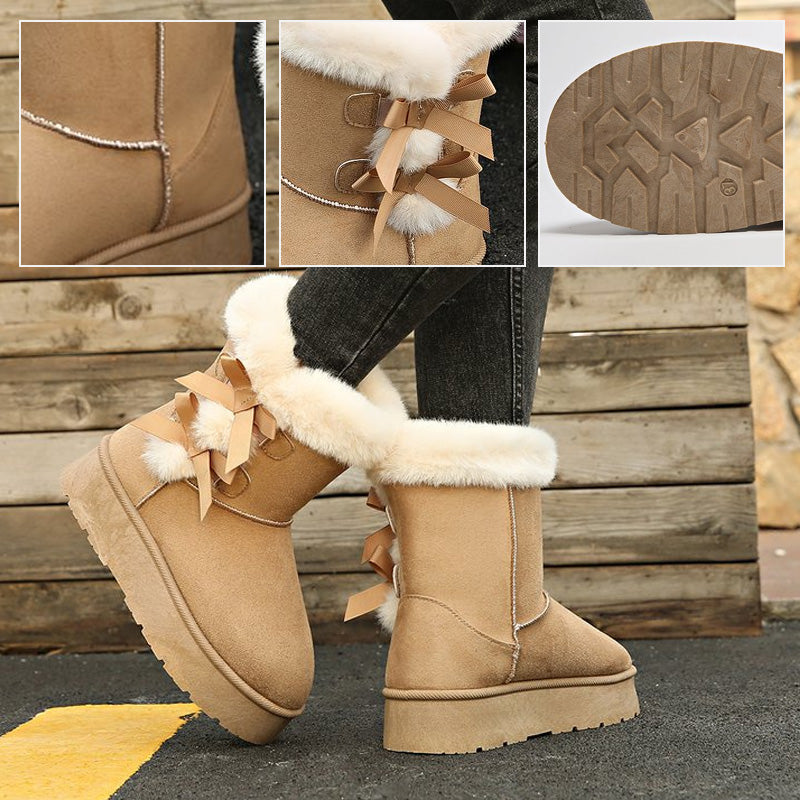 📢📢50 % DE RÉDUCTION !! ⏰& Livraison gratuite✈️Bottes de Neige Classiques à Doublure en Peluche avec Nœud et Plateforme pour Femmes