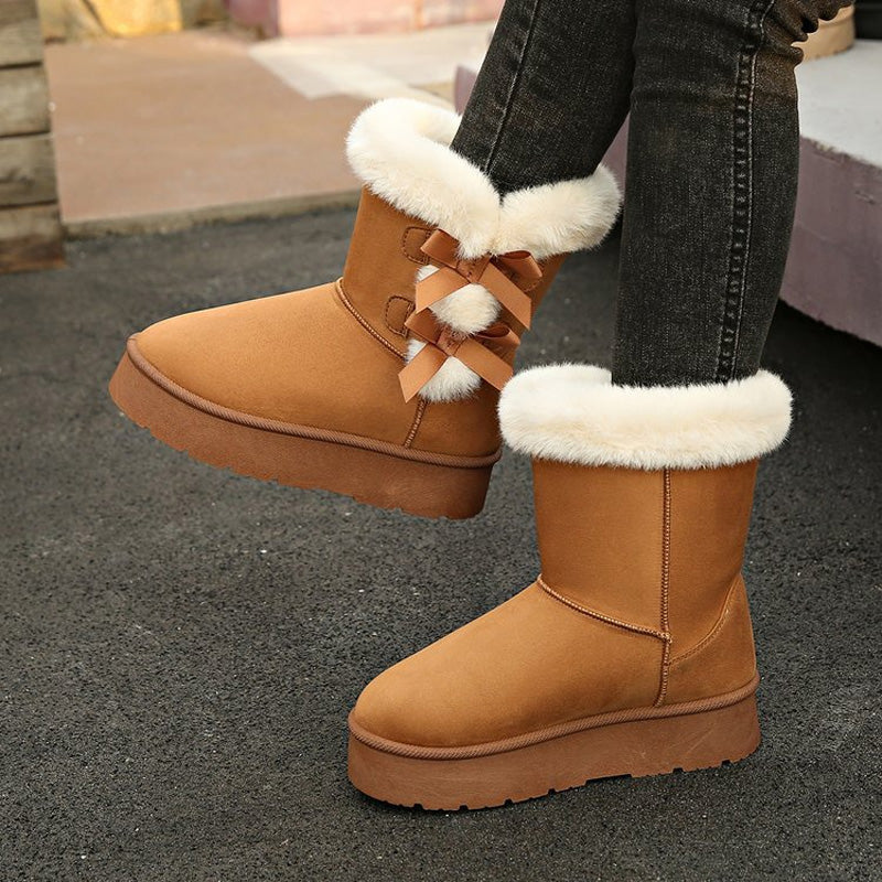 📢📢50 % DE RÉDUCTION !! ⏰& Livraison gratuite✈️Bottes de Neige Classiques à Doublure en Peluche avec Nœud et Plateforme pour Femmes