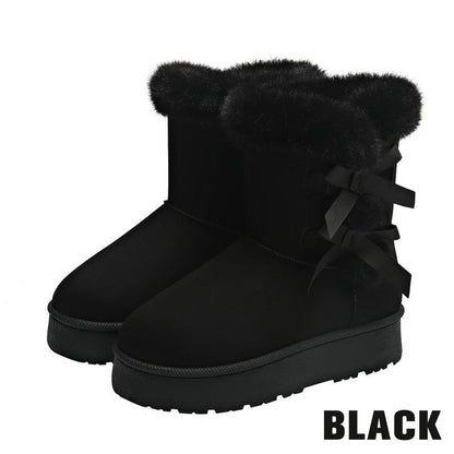 📢📢50 % DE RÉDUCTION !! ⏰& Livraison gratuite✈️Bottes de Neige Classiques à Doublure en Peluche avec Nœud et Plateforme pour Femmes