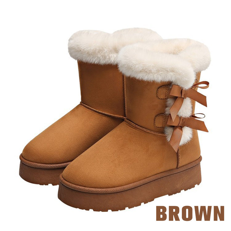 📢📢50 % DE RÉDUCTION !! ⏰& Livraison gratuite✈️Bottes de Neige Classiques à Doublure en Peluche avec Nœud et Plateforme pour Femmes