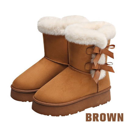 📢📢50 % DE RÉDUCTION !! ⏰& Livraison gratuite✈️Bottes de Neige Classiques à Doublure en Peluche avec Nœud et Plateforme pour Femmes