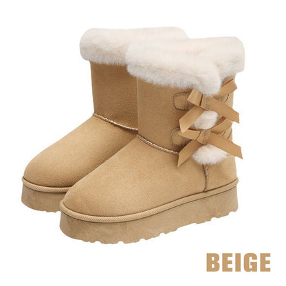 📢📢50 % DE RÉDUCTION !! ⏰& Livraison gratuite✈️Bottes de Neige Classiques à Doublure en Peluche avec Nœud et Plateforme pour Femmes