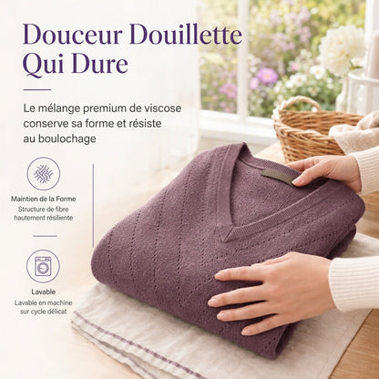 Pull en maille à col en V et manches longues pour femme, confortable pour l'automne et l'hiver