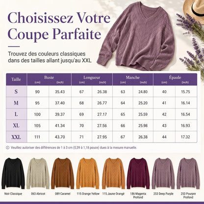 Pull en maille à col en V et manches longues pour femme, confortable pour l'automne et l'hiver