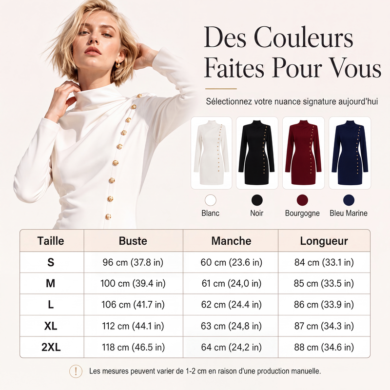 Robe mini femme à col montant et drapé