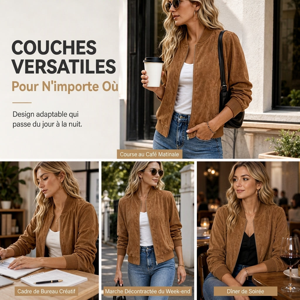 Veste décontractée à zip pour femmes
