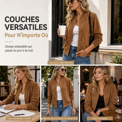 Veste décontractée à zip pour femmes