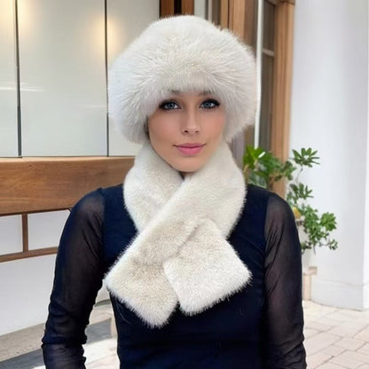 Ensemble chaud d'hiver : écharpe et bonnet en peluche épaisse