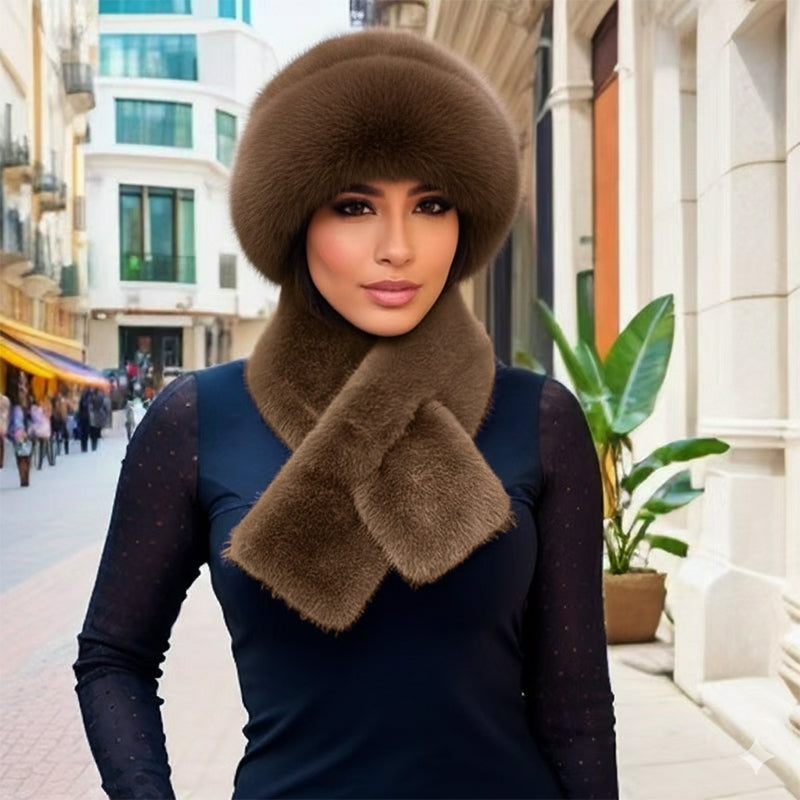 Ensemble chaud d'hiver : écharpe et bonnet en peluche épaisse