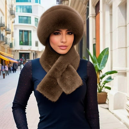 Ensemble chaud d'hiver : écharpe et bonnet en peluche épaisse