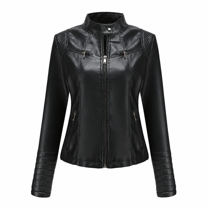 Moto courte légère en simili cuir femme pour le printemps et l'automne