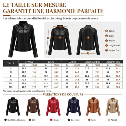 Moto courte légère en simili cuir femme pour le printemps et l'automne