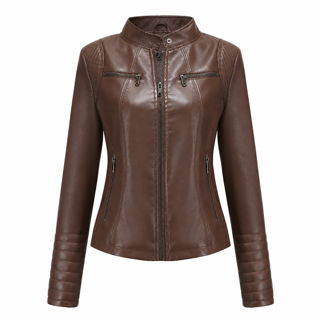 Moto courte légère en simili cuir femme pour le printemps et l'automne