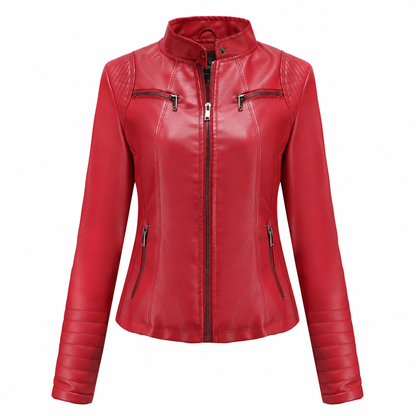 Moto courte légère en simili cuir femme pour le printemps et l'automne