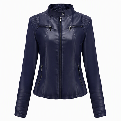 Moto courte légère en simili cuir femme pour le printemps et l'automne
