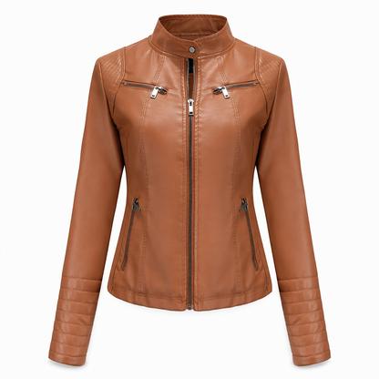 Moto courte légère en simili cuir femme pour le printemps et l'automne
