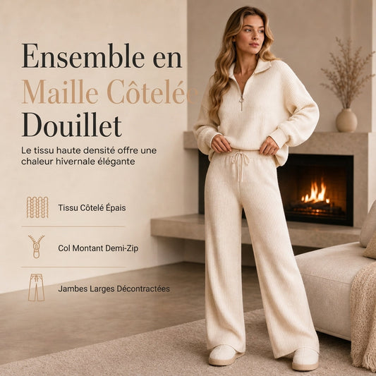 📢📢50 % DE RÉDUCTION !! ⏰Ensemble 2 pièces pull en maille et pantalon large pour femmes