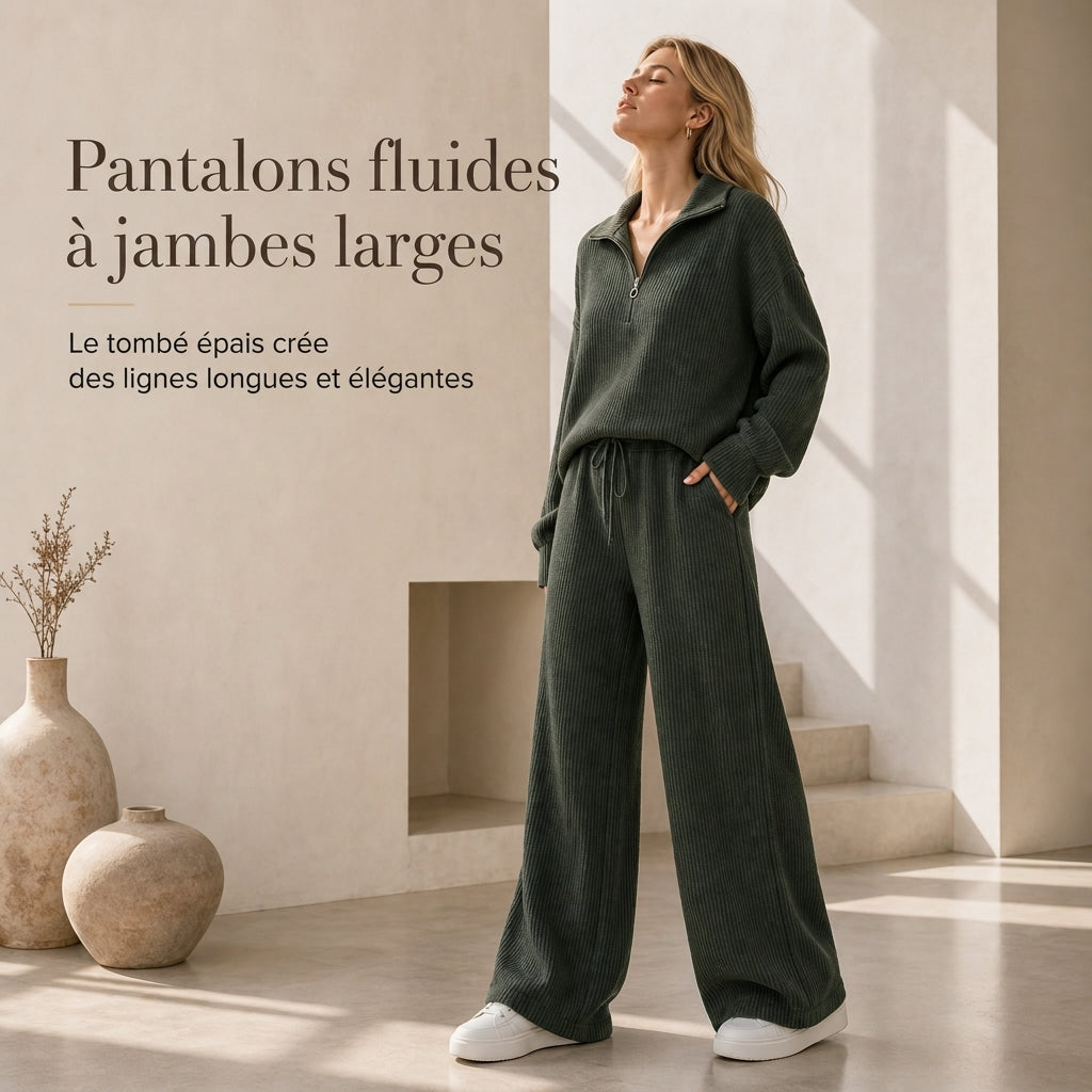📢📢50 % DE RÉDUCTION !! ⏰Ensemble 2 pièces pull en maille et pantalon large pour femmes