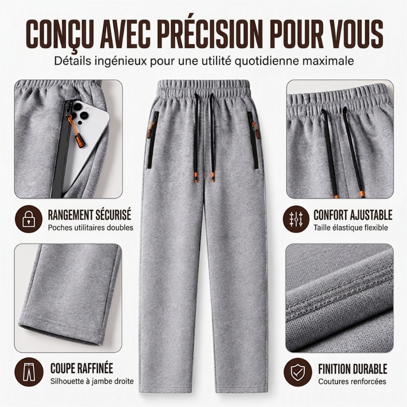 Pantalon de survêtement thermique confortable d'hiver pour homme
