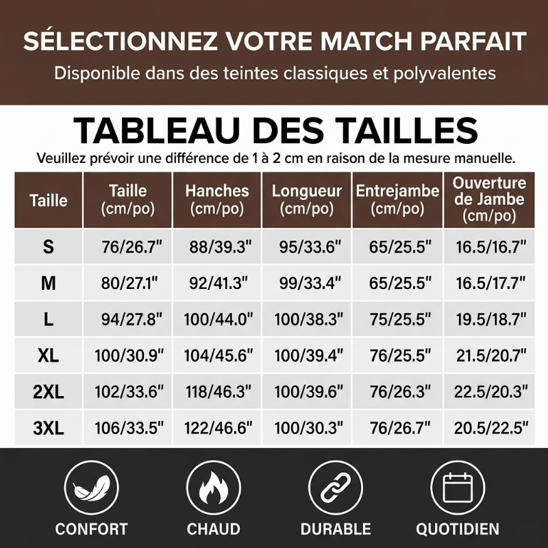 Pantalon de survêtement thermique confortable d'hiver pour homme