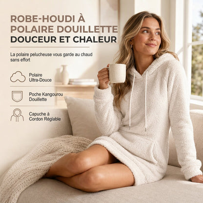 Robe à capuche décontractée en polaire pelucheuse pour femmes