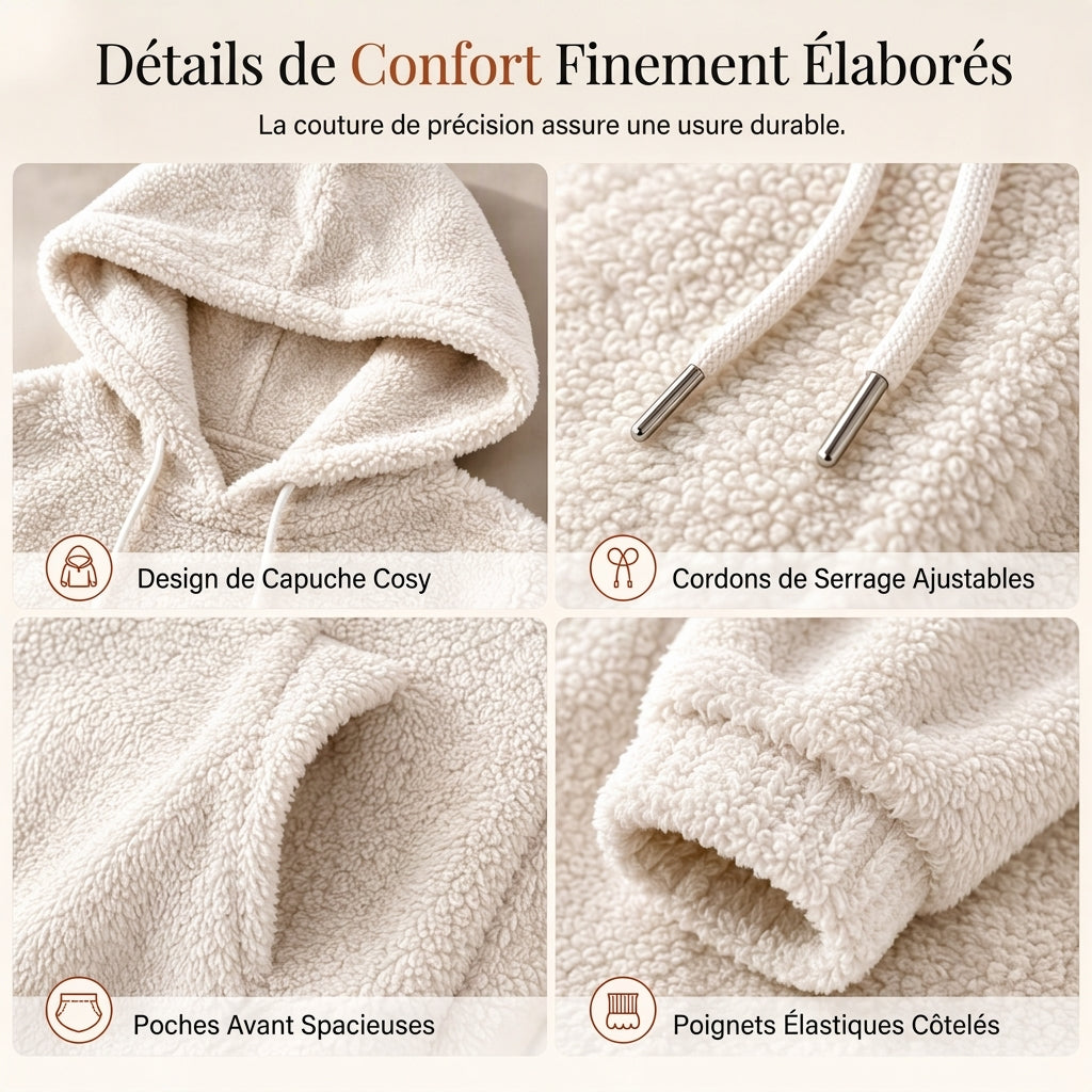 Robe à capuche décontractée en polaire pelucheuse pour femmes