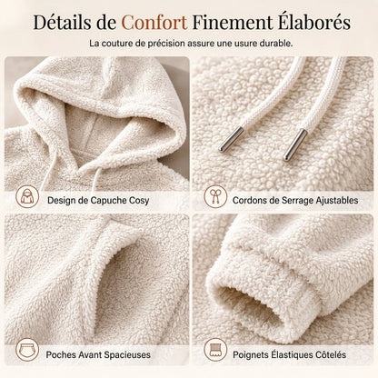 Robe à capuche décontractée en polaire pelucheuse pour femmes