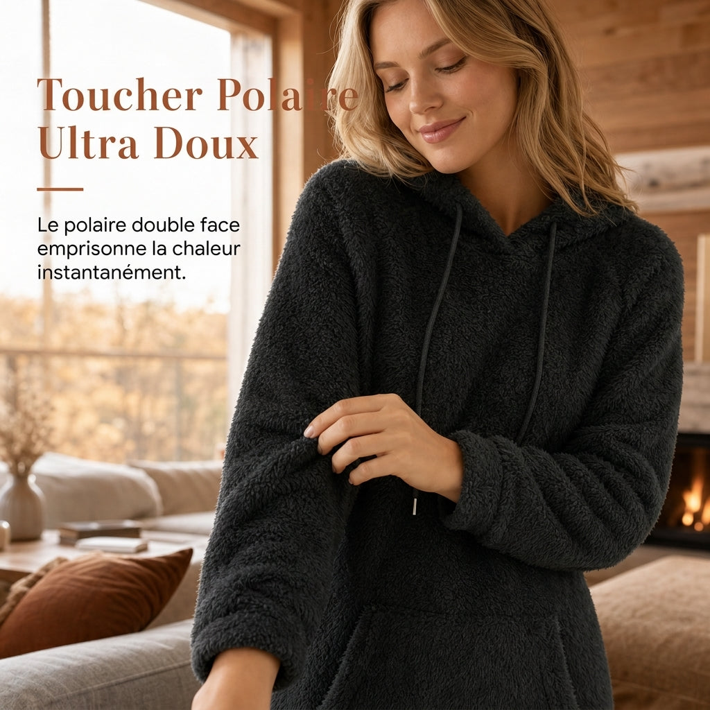 Robe à capuche décontractée en polaire pelucheuse pour femmes