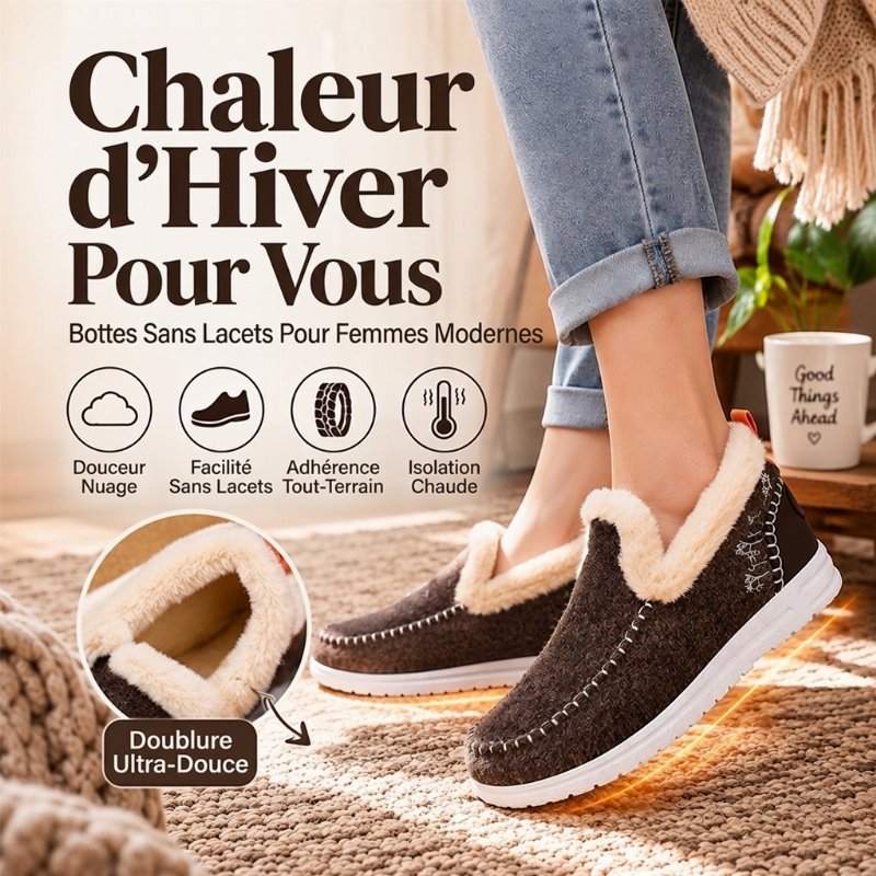 Bottes de neige d'hiver pour femme à doublure pelucheuse