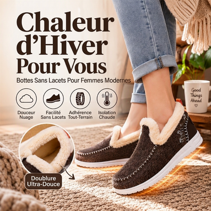 Bottes de neige d'hiver pour femme à doublure pelucheuse