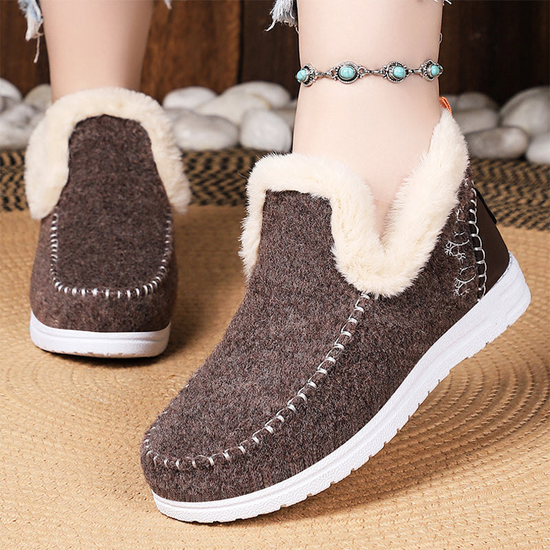 Bottes de neige d'hiver pour femme à doublure pelucheuse