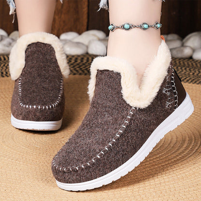 Bottes de neige d'hiver pour femme à doublure pelucheuse